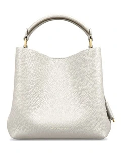 The Mini Leather Bucket Bag in Foam Cashmere