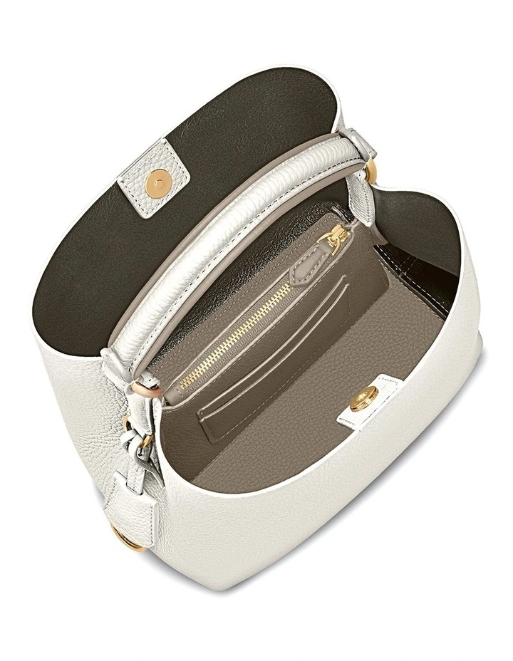 The Mini Leather Bucket Bag in Foam Cashmere image 5