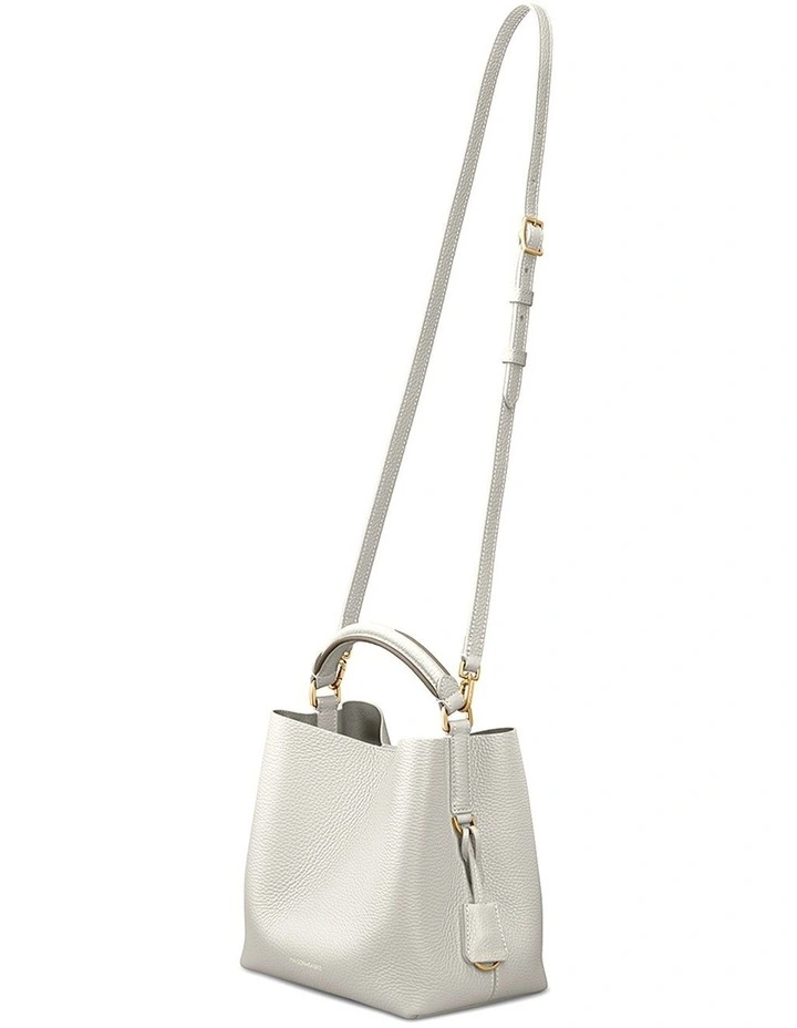 The Mini Leather Bucket Bag in Foam Cashmere image 7