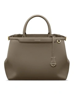 The Large Palais Leather Top Handle Bag in Cashmere Clay