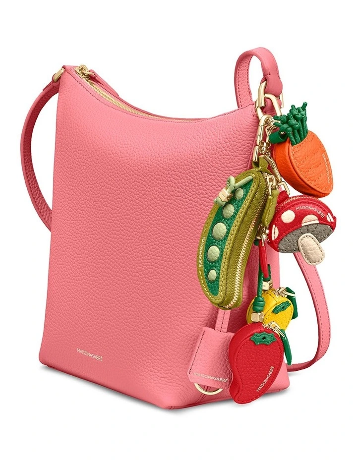 The Zipped Bucket Leather Crossbody Bag in Candy Pink image 4