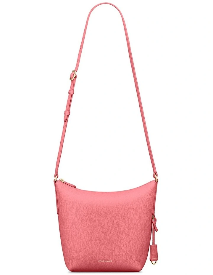 The Zipped Bucket Leather Crossbody Bag in Candy Pink image 6