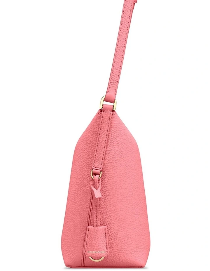 The Zipped Bucket Leather Crossbody Bag in Candy Pink image 7