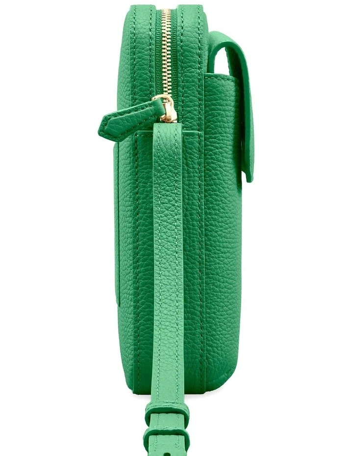 Zipped Leather Phone Pouch in Emerald Green image 5
