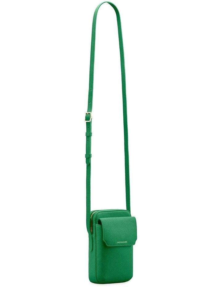 Zipped Leather Phone Pouch in Emerald Green image 6