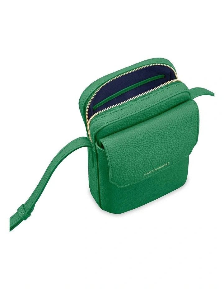Zipped Leather Phone Pouch in Emerald Green image 7