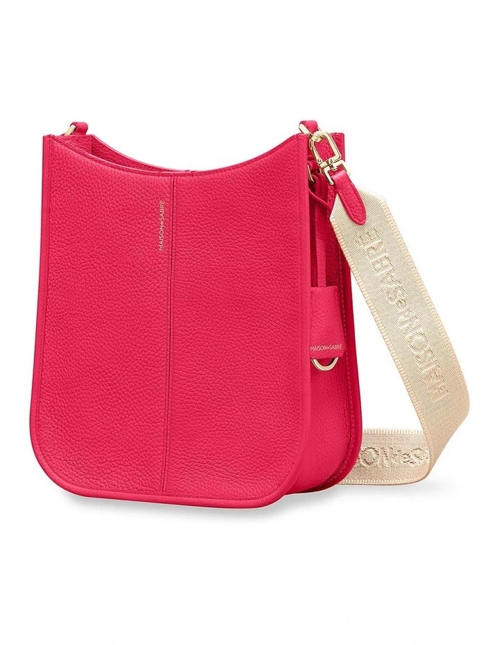 The Leather Saddle Bag in Shibuya Fuchsia image 7