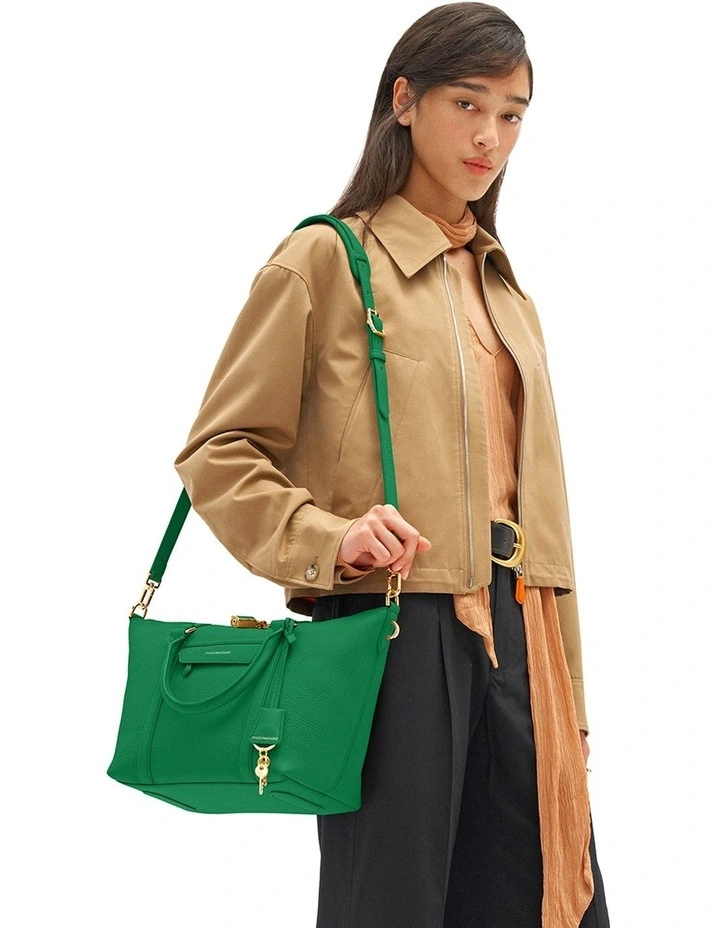 The Small Leather Weekender Bag in Emerald Green image 2