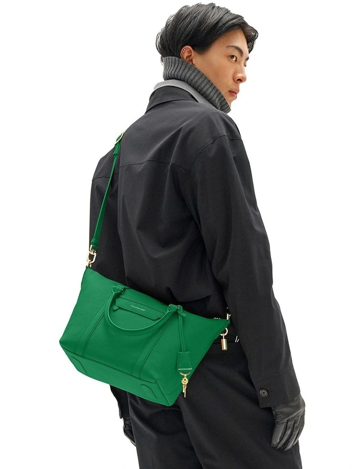 The Small Leather Weekender Bag in Emerald Green image 3