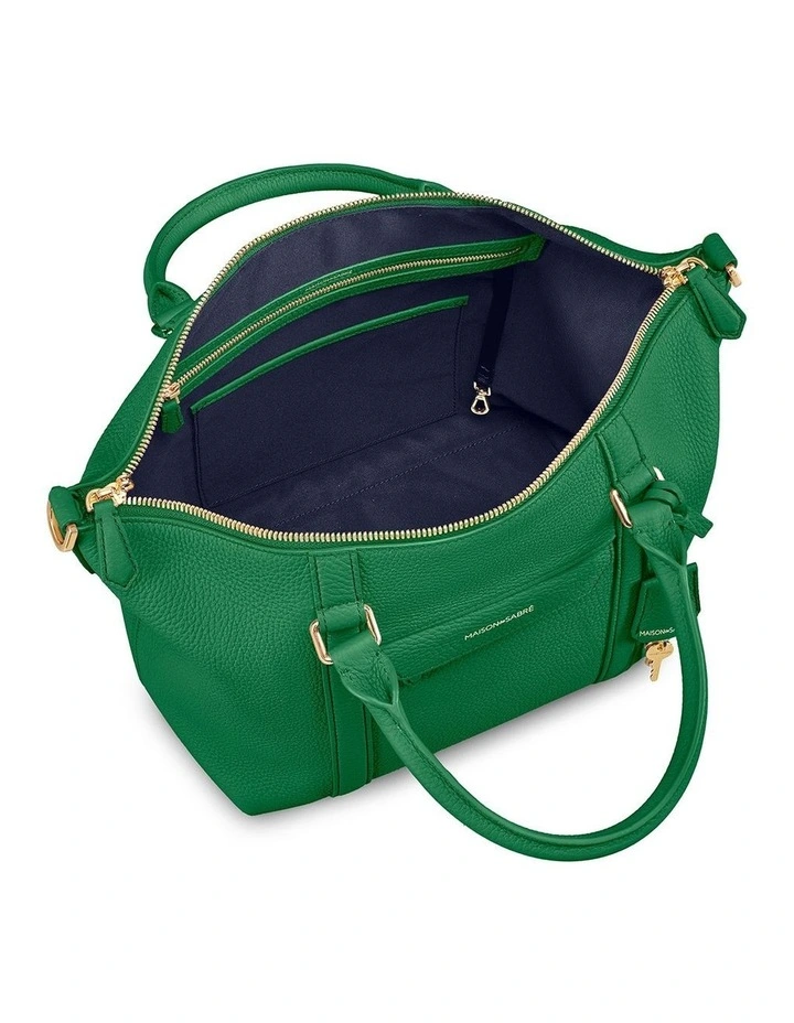 The Small Leather Weekender Bag in Emerald Green image 5