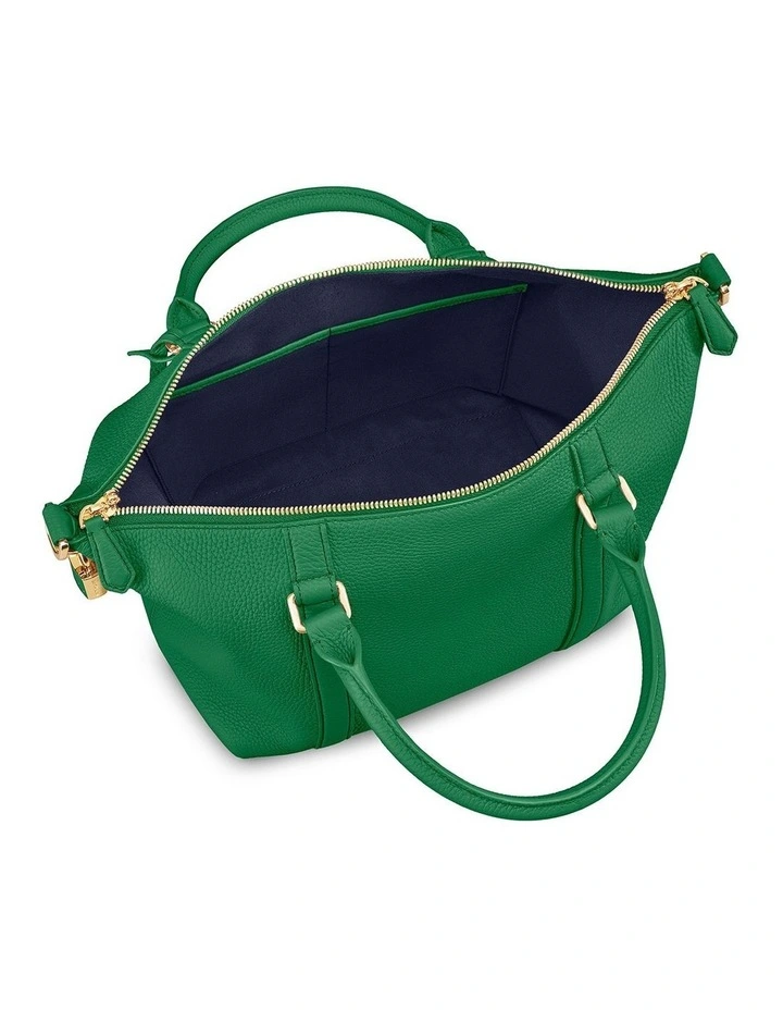 The Small Leather Weekender Bag in Emerald Green image 6