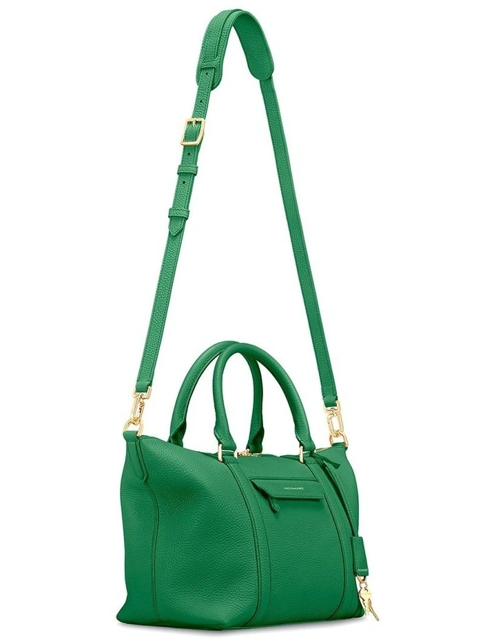 The Small Leather Weekender Bag in Emerald Green image 7