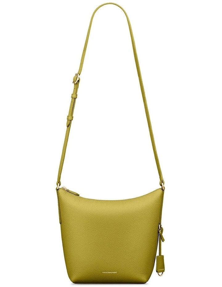 The Zipped Bucket Leather Crossbody Bag in Martini Green image 6