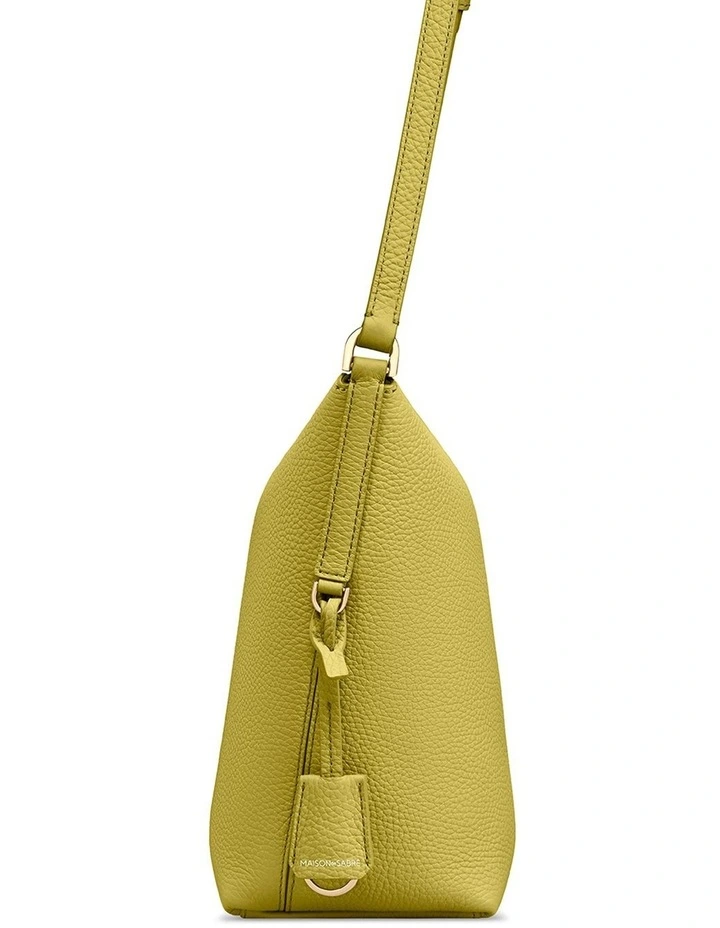 The Zipped Bucket Leather Crossbody Bag in Martini Green image 7