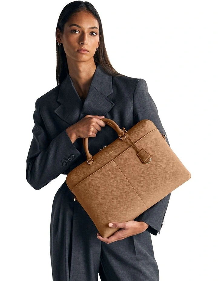 The Leather Laptop Bag in Sandstone Brown image 2