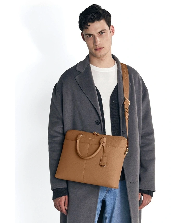 The Leather Laptop Bag in Sandstone Brown image 3