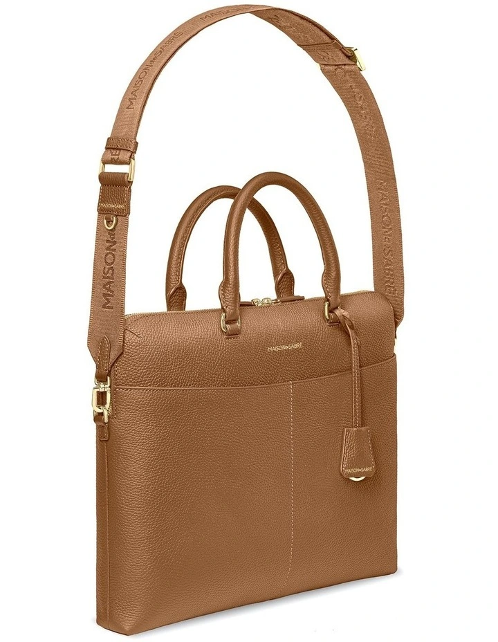 The Leather Laptop Bag in Sandstone Brown image 4