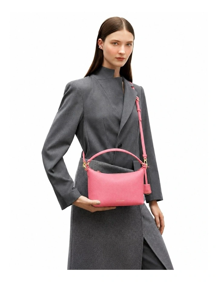 The Small Soft Leather Hobo Bag in Candy Pink image 2