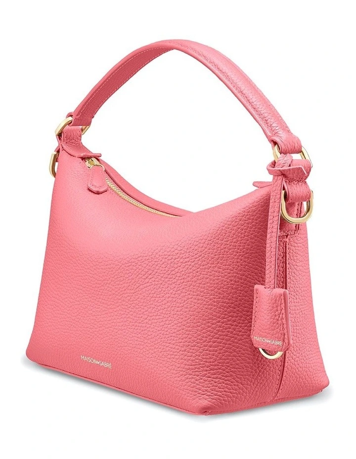 The Small Soft Leather Hobo Bag in Candy Pink image 4