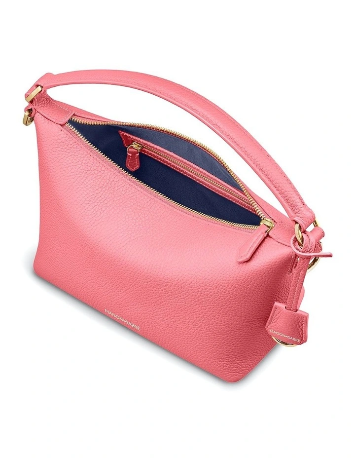 The Small Soft Leather Hobo Bag in Candy Pink image 6