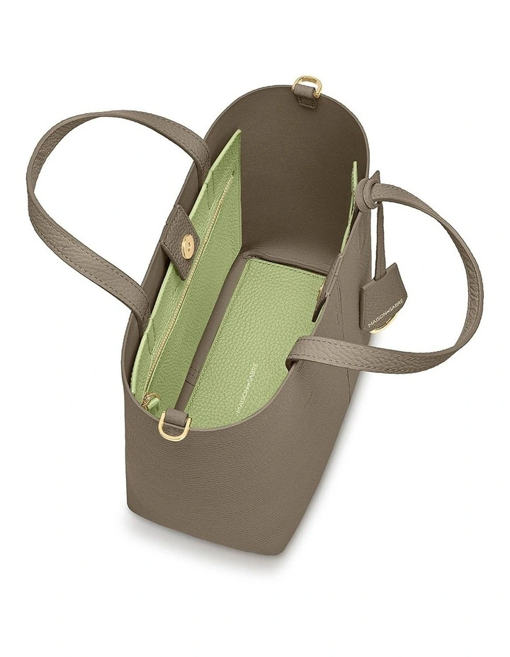 The Small Soft Leather Tote in Cashmere Matcha image 5
