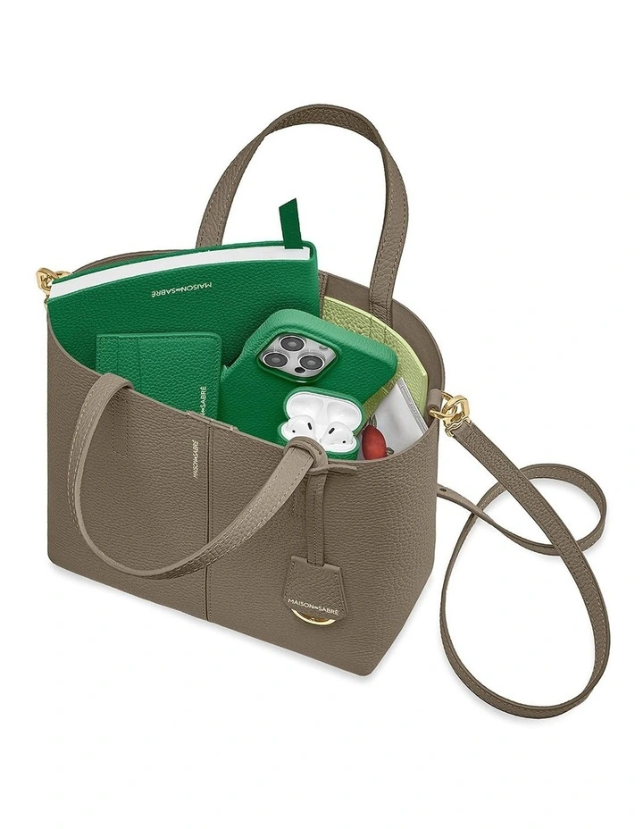 The Small Soft Leather Tote in Cashmere Matcha image 7