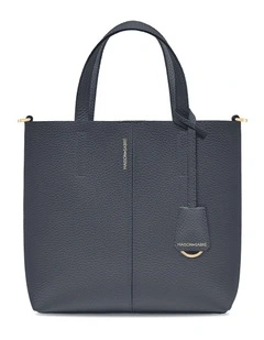 The Small Soft Leather Tote in Graphite Sky