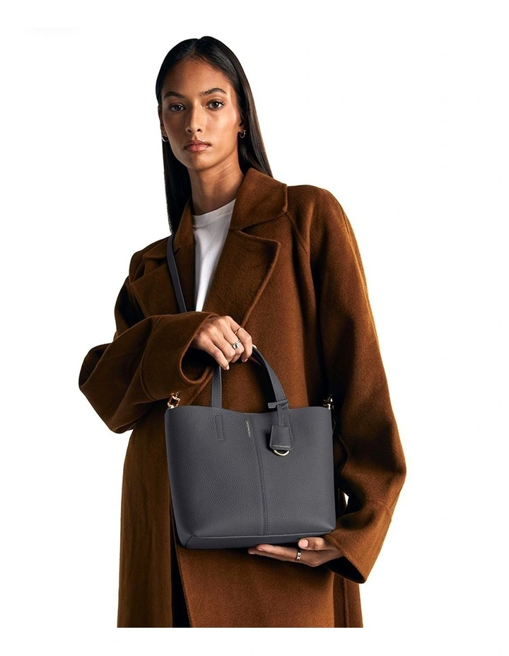 The Small Soft Leather Tote in Graphite Sky image 2
