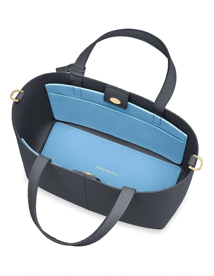 The Small Soft Leather Tote in Graphite Sky image 3