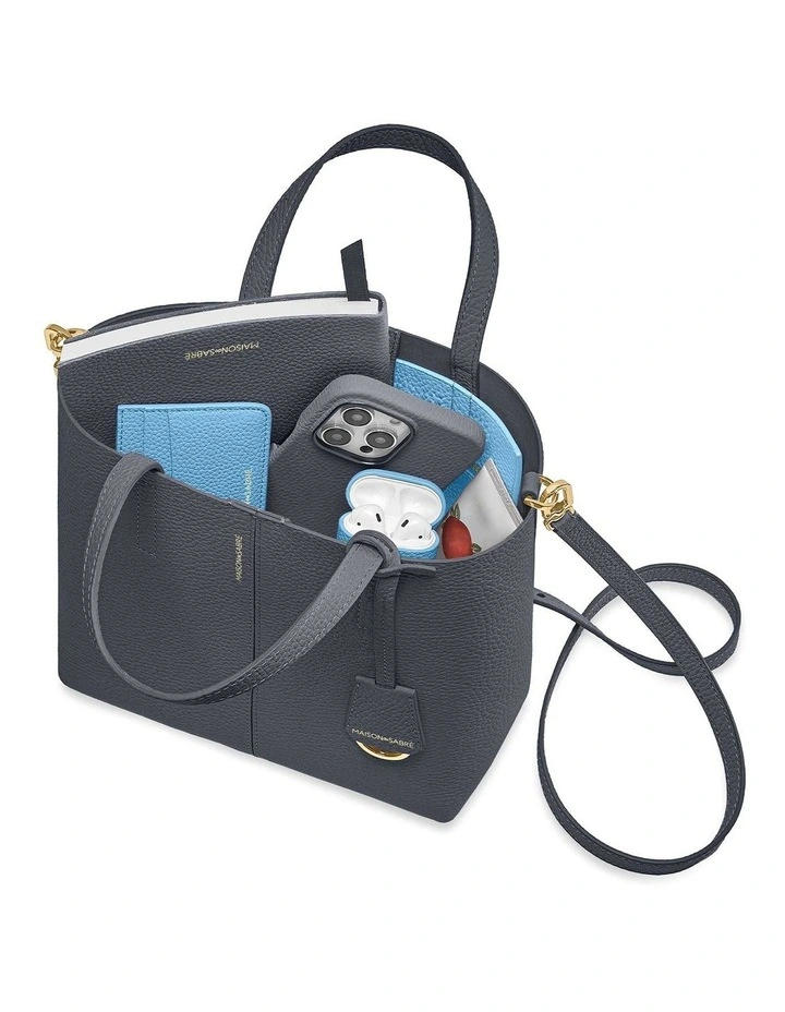 The Small Soft Leather Tote in Graphite Sky image 7