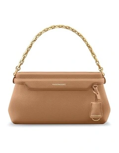 The Palais Soirée Leather Shoulder Bag in Sandstone Brown