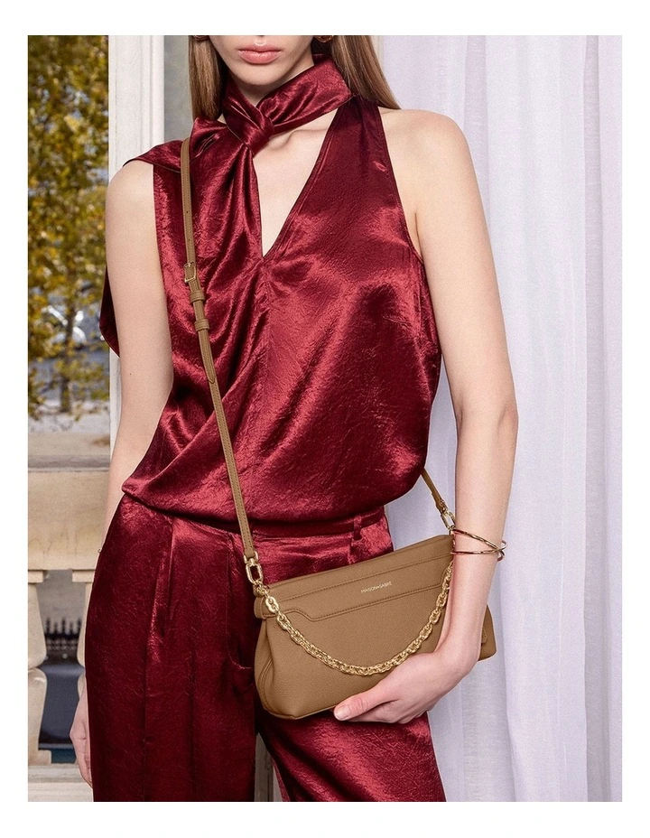 The Palais Soirée Leather Shoulder Bag in Sandstone Brown image 3