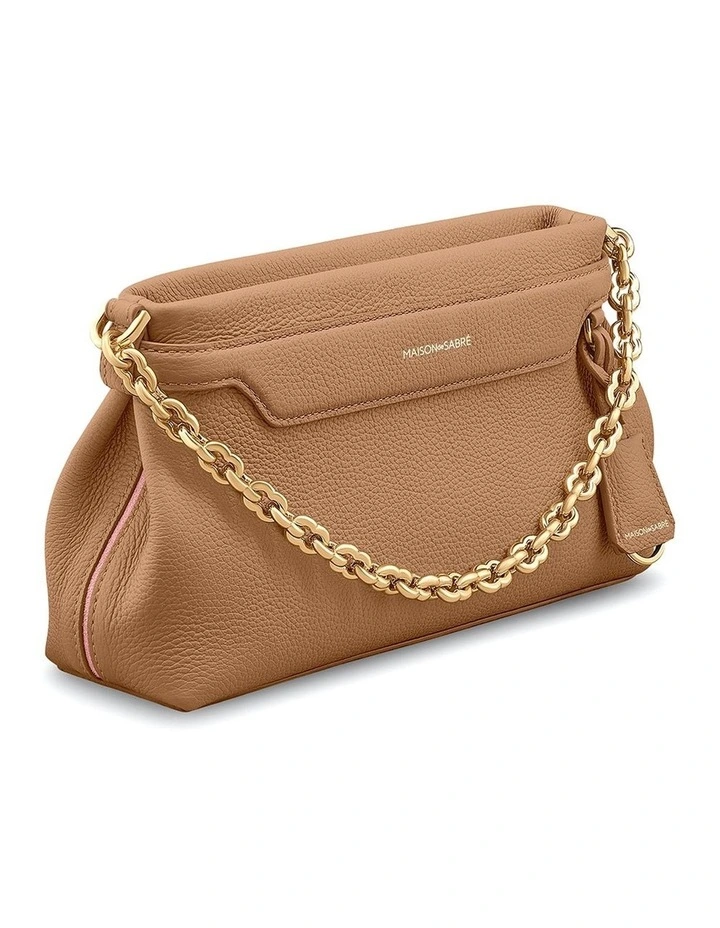 The Palais Soirée Leather Shoulder Bag in Sandstone Brown image 4