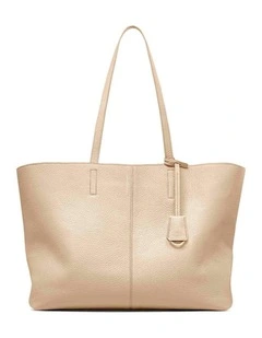 The Zipped Soft Leather Tote in Saharan Nude