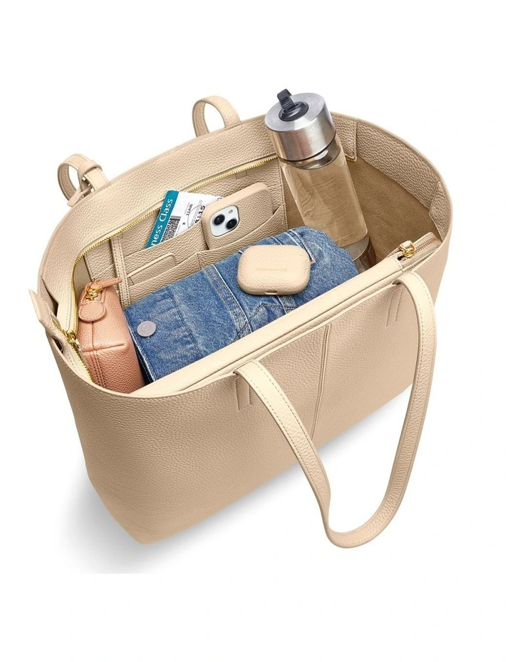 The Zipped Soft Leather Tote in Saharan Nude image 7
