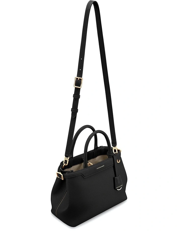 The Medium Palais Leather Top Handle Bag in Black Caviar image 7