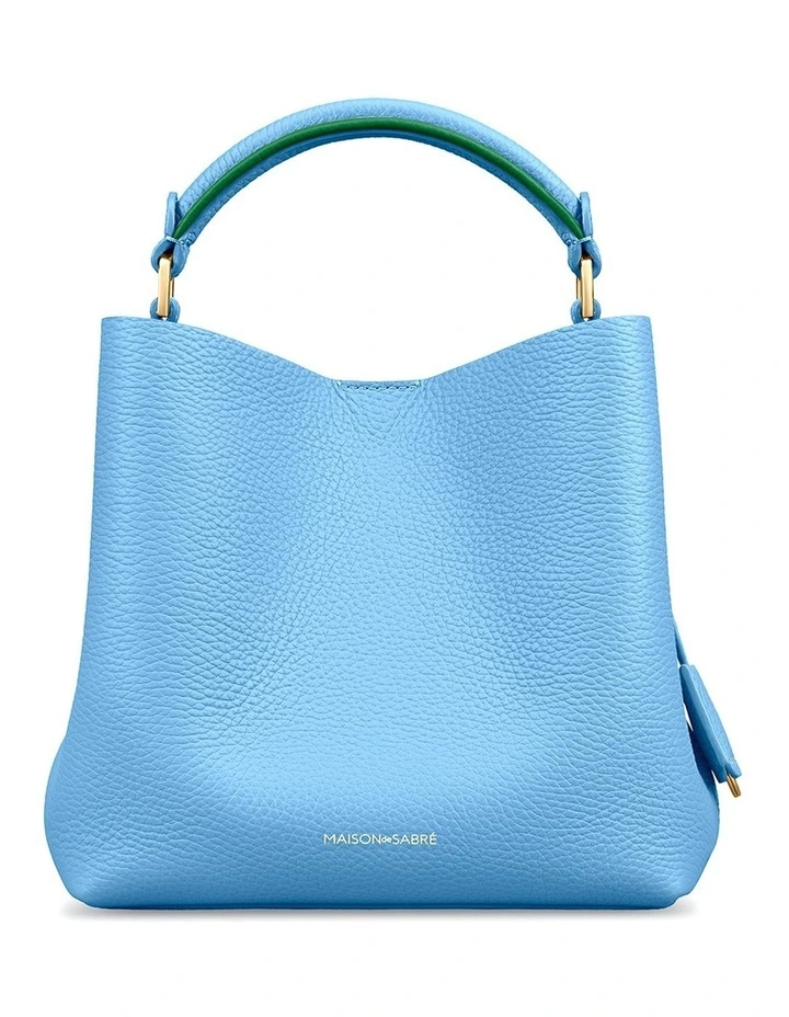 The Mini Leather Bucket Bag in Sky Emerald image 1