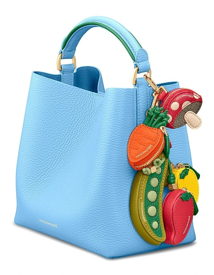 The Mini Leather Bucket Bag in Sky Emerald image 4