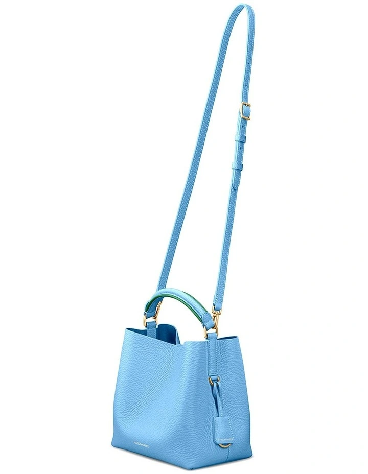 The Mini Leather Bucket Bag in Sky Emerald image 7