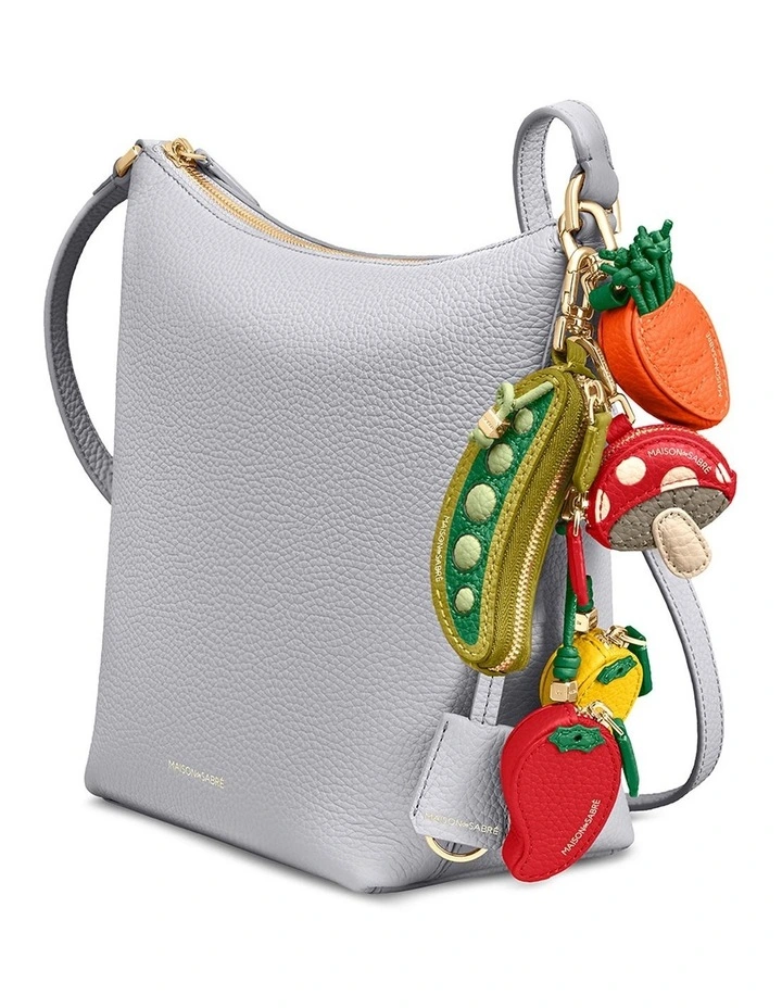 The Zipped Bucket Leather Crossbody Bag in Dove Grey image 4