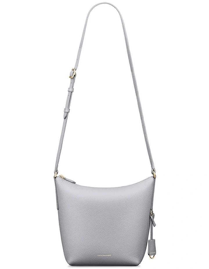 The Zipped Bucket Leather Crossbody Bag in Dove Grey image 6