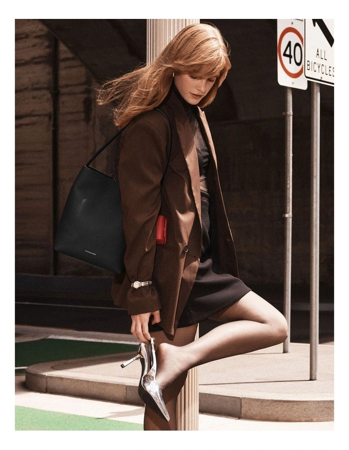 The Bucket Soft Leather Tote in Rouge Noir image 2