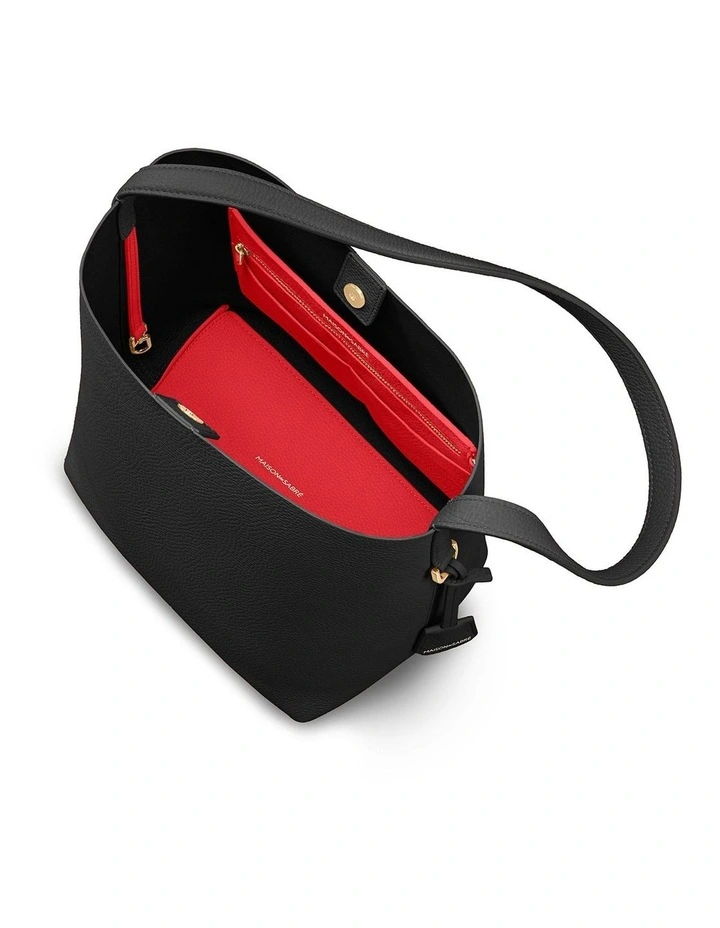 The Bucket Soft Leather Tote in Rouge Noir image 4
