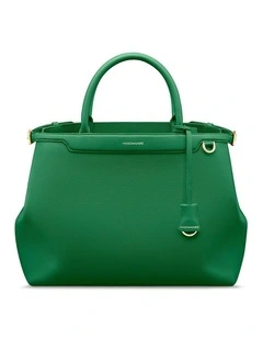 The Large Palais Leather Top Handle Bag in Emerald Green