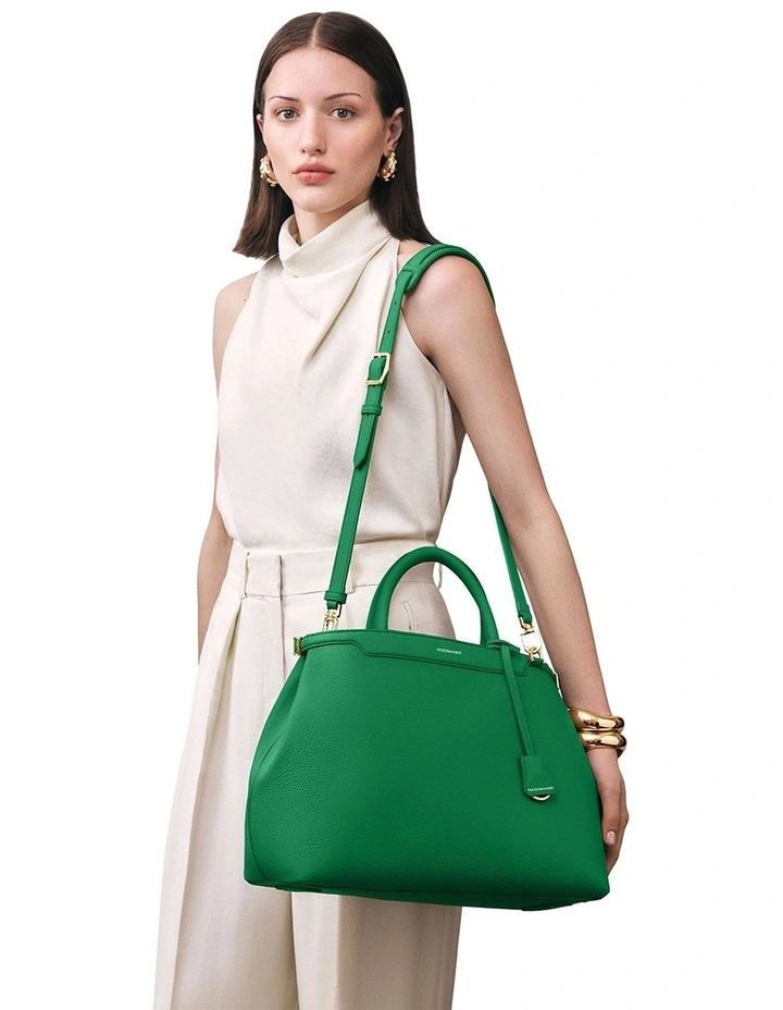 The Large Palais Leather Top Handle Bag in Emerald Green image 2