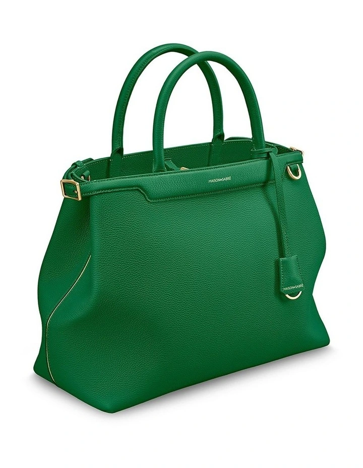 The Large Palais Leather Top Handle Bag in Emerald Green image 4