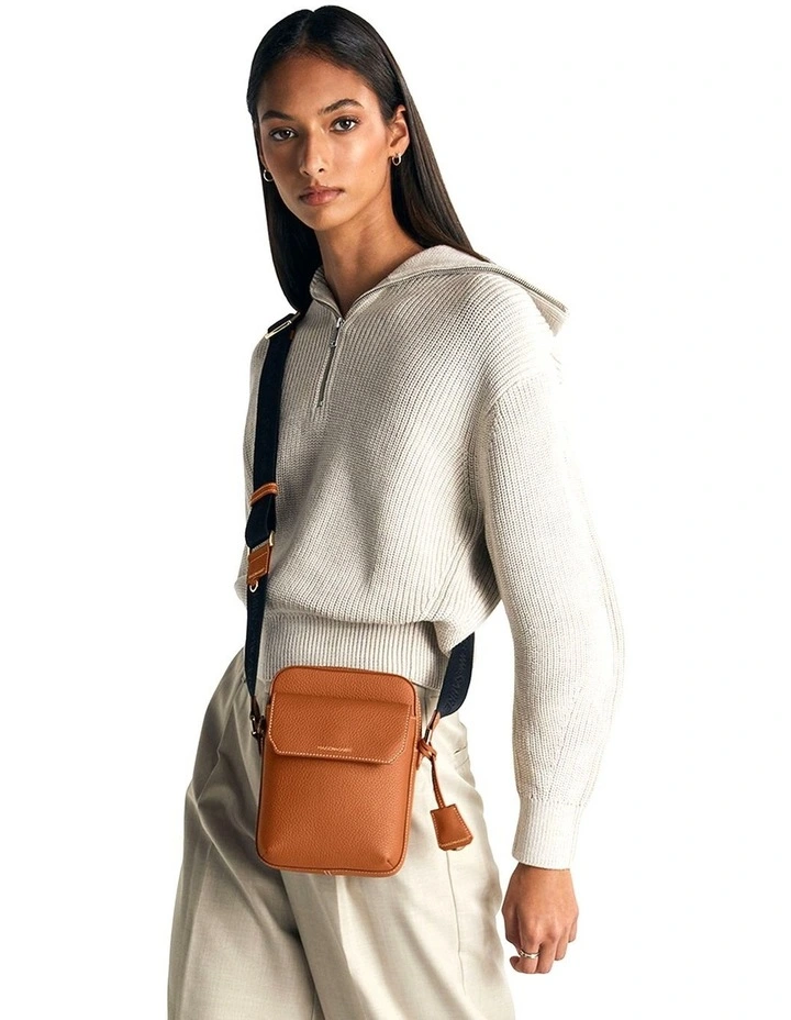 The Small Leather Messenger Bag in Pecan Brown image 2