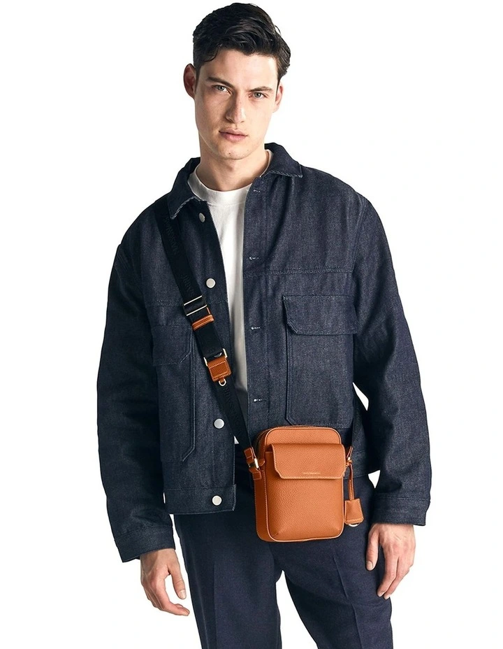 The Small Leather Messenger Bag in Pecan Brown image 3