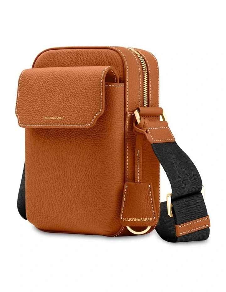 The Small Leather Messenger Bag in Pecan Brown image 4