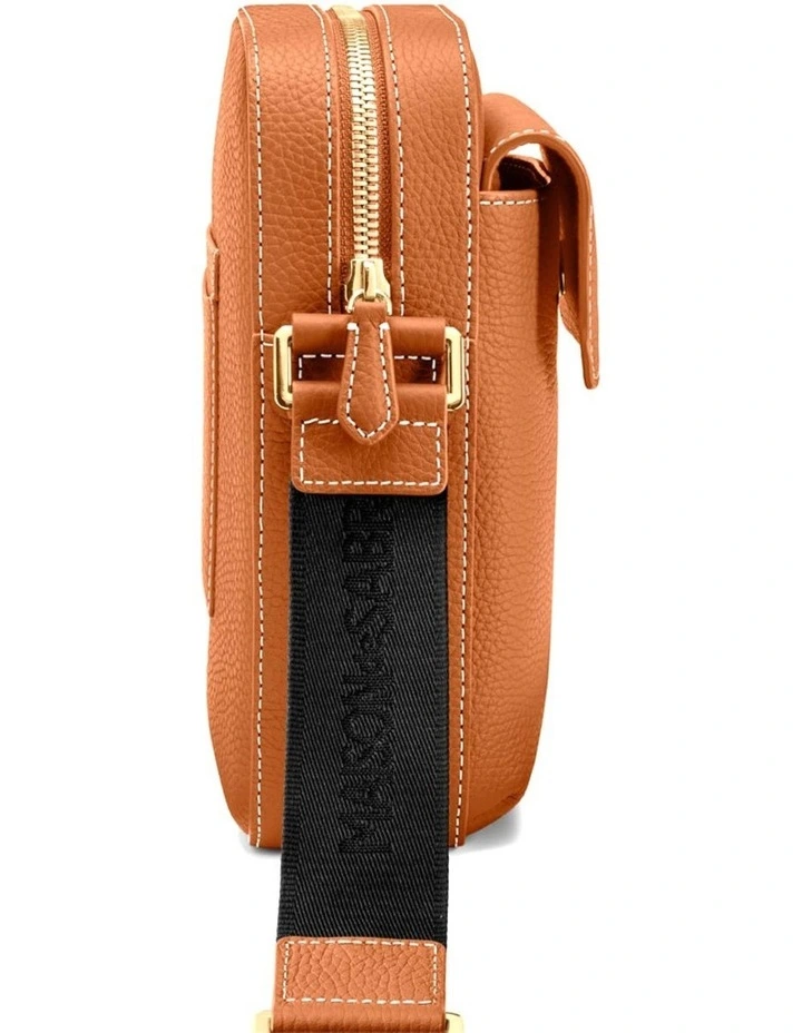 The Small Leather Messenger Bag in Pecan Brown image 5